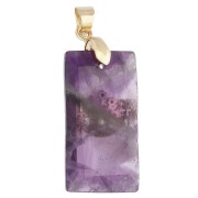 Colgante rectangular de 25 x 13 mm con piedra preciosa, ojo de CZ y resina epoxi - Amatista