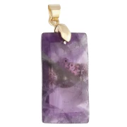 Colgante rectangular de 25 x 13 mm con piedra preciosa, ojo de CZ y resina epoxi - Amatista