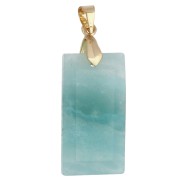 Colgante rectangular de 25 x 13 mm con piedra preciosa, ojo de CZ y resina epoxi - Amazonita