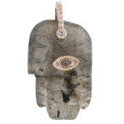 Colgante «Mano de Fátima» de 27 x 17 mm, piedra preciosa y óxidos de circonio - Labradorita