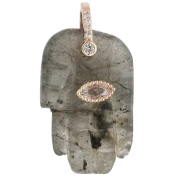Colgante «Mano de Fátima» de 27 x 17 mm, piedra preciosa y óxidos de circonio - Labradorita