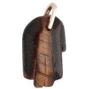 Colgante «Mano de Fátima» de 27 x 17 mm, con piedra preciosa y óxidos de circonio, «Ojo de tigre»