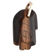 Colgante «Mano de Fátima» de 27 x 17 mm, con piedra preciosa y óxidos de circonio, «Ojo de tigre»