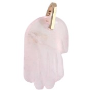 Colgante «Mano de Fátima» de 27 x 17 mm, piedra preciosa y óxidos de circonio - Cuarzo rosa