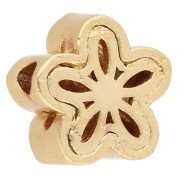 Cuenta en forma de flor de 9 mm con varios agujeros y cabujón de nácar - Dorado - Blanca x1