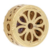 Cuenta redonda de estilo étnico de 9 mm con óxidos de circonio - Dorado - Morada x1
