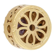 Cuenta redonda de estilo étnico de 9 mm con óxidos de circonio - Dorado - Morada x1