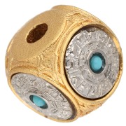 Cubo de cuenta de 10 mm con cabujón de imitación de gema - Dorado con oro fino - Plateado x1