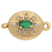 Colgante de entrepieza ovalado de 18 x 11 mm con óxidos de circonio - Dorado en oro fino