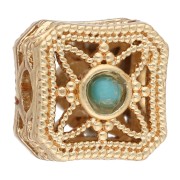 Cuenta cuadrada de 8,5 mm con cabujones de imitación de gemas - Dorado con oro fino x1