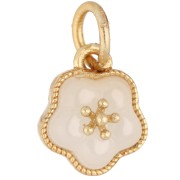 Dije de flor de 11,5 x 10 mm de nácar - Dorado - Blanco x1