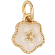 Dije de flor de 11,5 x 10 mm de nácar - Dorado - Blanco x1