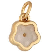 Dije de flor de 11,5 x 10 mm de nácar - Dorado - Blanco x1