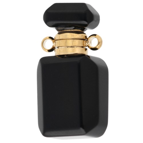 Frasco de perfume con colgante de 20 x 10 mm de piedra preciosa - Ónix negro x1