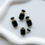 Frasco de perfume con colgante de 20 x 10 mm de piedra preciosa - Ónix negro x1