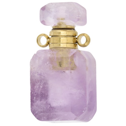 Frasco de perfume con colgante de 20 x 10 mm de piedra preciosa - Amatista clara x1