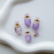 Frasco de perfume con colgante de 20 x 10 mm de piedra preciosa - Amatista clara x1