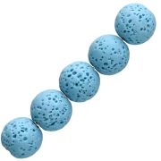 Cuentas redondas de 7 mm de piedra de lava teñida - Azul x15