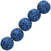 Cuentas redondas de 9 mm de piedra de lava teñida - Azul oscuro x10