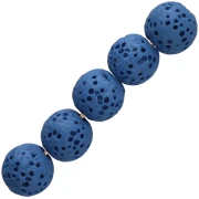 Cuentas redondas de 9 mm de piedra de lava teñida - Azul oscuro x10