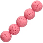 Cuentas redondas de 9 mm de piedra de lava teñida - Rosa x10