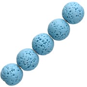 Cuentas redondas de 9 mm de piedra de lava teñida - Azul x10