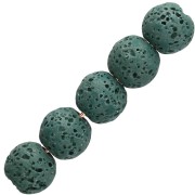 Cuentas redondas de 9 mm de piedra de lava teñida - Verde oscuro x10
