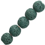 Cuentas redondas de 9 mm de piedra de lava teñida - Verde oscuro x10