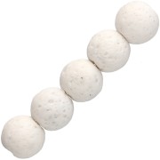 Cuentas redondas de 9 mm de piedra de lava teñida - Blanco x10
