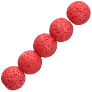 Cuentas redondas de 9 mm de piedra de lava teñida - Rojo x10
