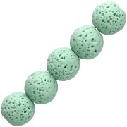 Cuentas redondas de 9 mm de piedra de lava teñida - Verde claro x10
