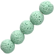 Cuentas redondas de 9 mm de piedra de lava teñida - Verde claro x10
