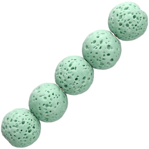 Cuentas redondas de 9 mm de piedra de lava teñida - Verde claro x10