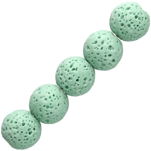 Cuentas redondas de 9 mm de piedra de lava teñida - Verde claro x10