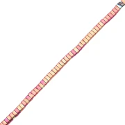 Cuentas planas de 2 agujeros, 5 x 2,3 x 1,9 mm, imitación de hematita, rosa multicolor, 40 cm