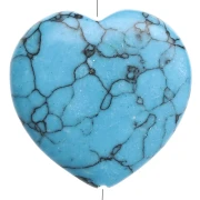 Cuenta en forma de corazón de 25 mm, imitación de piedra preciosa - Turquesa x1