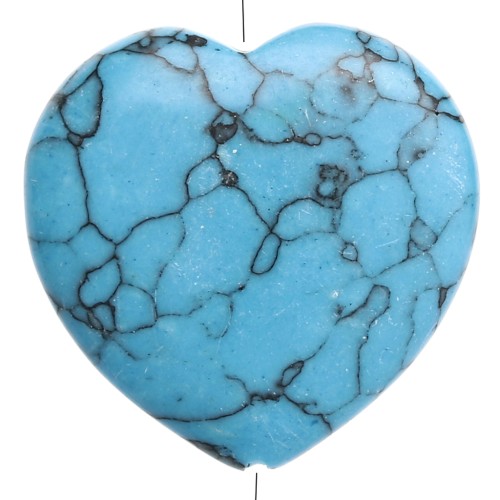 Cuenta en forma de corazón de 25 mm, imitación de piedra preciosa - Turquesa x1