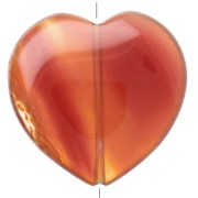 Cuenta en forma de corazón de 25 mm de piedra preciosa - Ágata roja x1