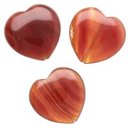 Cuenta en forma de corazón de 25 mm de piedra preciosa - Ágata roja x1