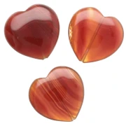 Cuenta en forma de corazón de 25 mm de piedra preciosa - Ágata roja x1