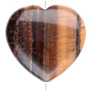 Cuenta en forma de corazón de 25 mm de piedra preciosa - Ojo de tigre x1