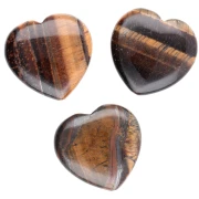 Cuenta en forma de corazón de 25 mm de piedra preciosa - Ojo de tigre x1