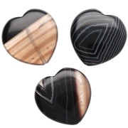 Cuenta en forma de corazón de 25 mm de piedra preciosa - Ágata negra x1