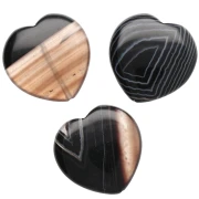 Cuenta en forma de corazón de 25 mm de piedra preciosa - Ágata negra x1