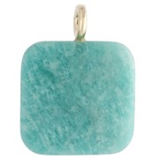 Colgante cuadrado facetado de 33 x 25 mm de piedra preciosa y corazón de circonita (CZ) - Amazonita x1