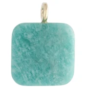 Colgante cuadrado facetado de 33 x 25 mm de piedra preciosa y corazón de circonita (CZ) - Amazonita x1