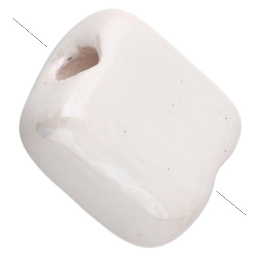 Cuenta cuadrada de cerámica de 10 mm - Blanca x1