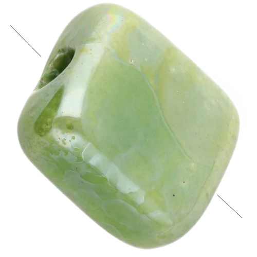 Cuenta cuadrada de cerámica de 10 mm - Verde claro x1