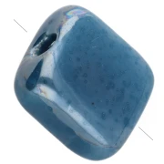 Cuenta cuadrada de cerámica de 10 mm - Azul cielo x1