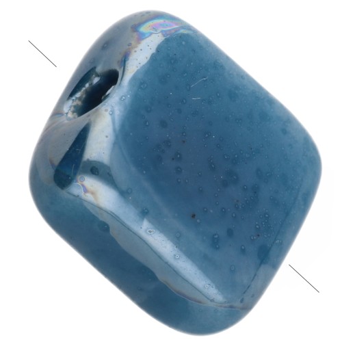 Cuenta cuadrada de cerámica de 10 mm - Azul cielo x1
